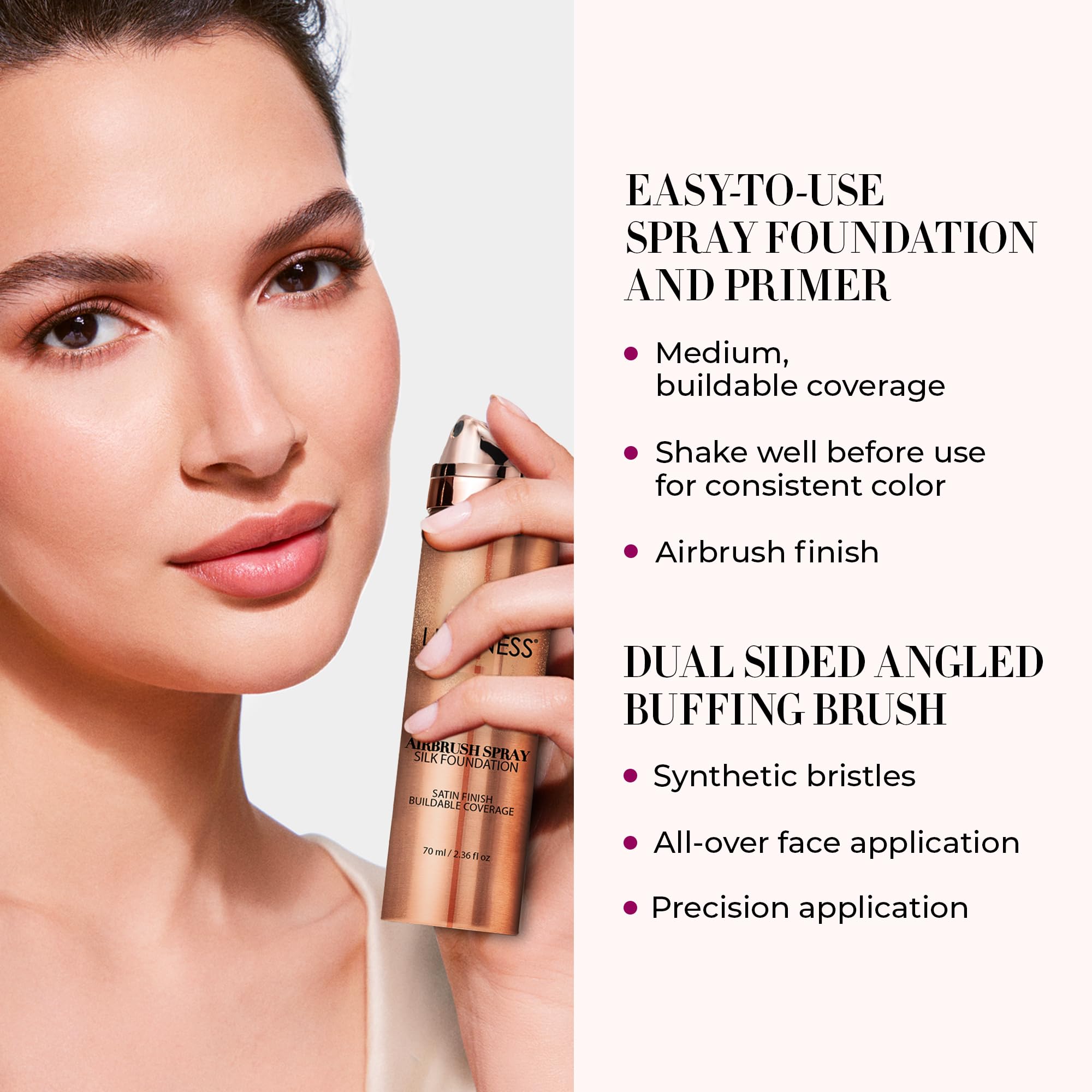 LUMINESS Silk Airbrush Spray Foundation & Primer Kit – Tan | Hydration with Hyaluronic Acid & Hydrolyzed Silk