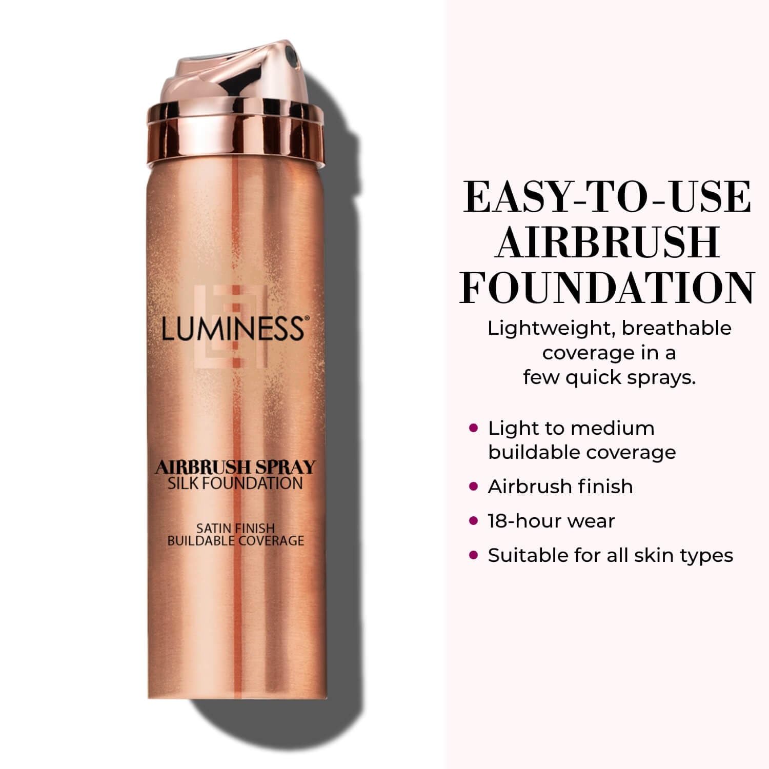 LUMINESS Silk Airbrush Spray Foundation 070-Warm | Buildable Coverage, Hydration & Long-Lasting Wear