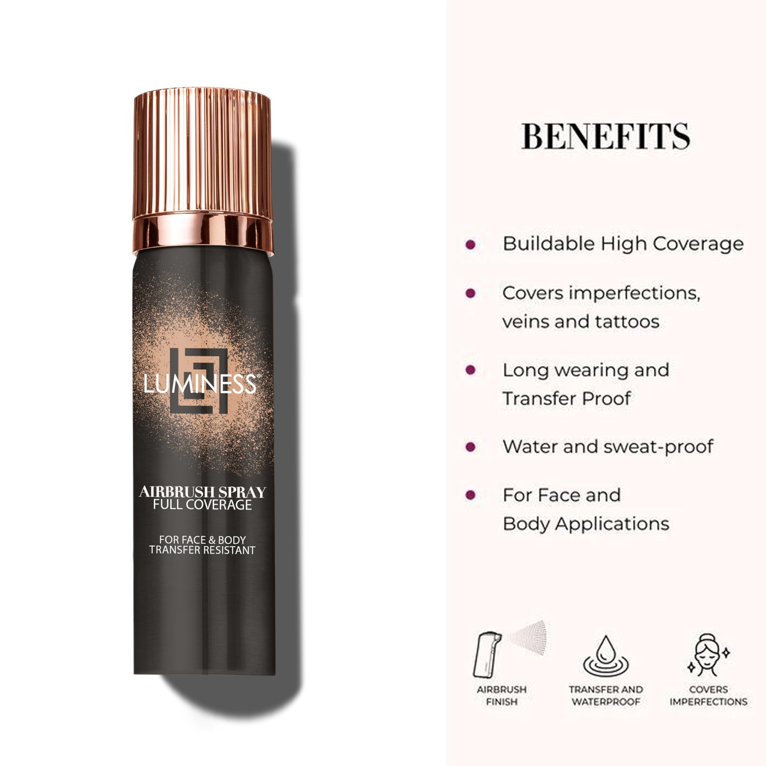 LUMINESS Airbrush Body Coverage Foundation – Light Fair | Water-Resistant & Long-Wear