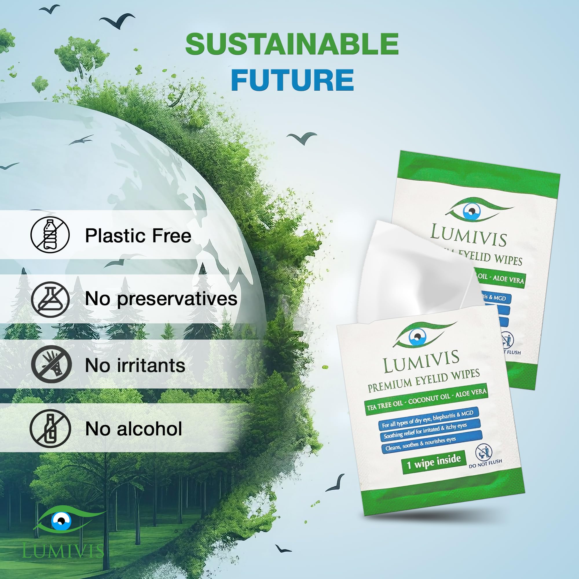 Lumivis Tea Tree Oil Eyelid Wipes – 108 Daily Cleansing Pads