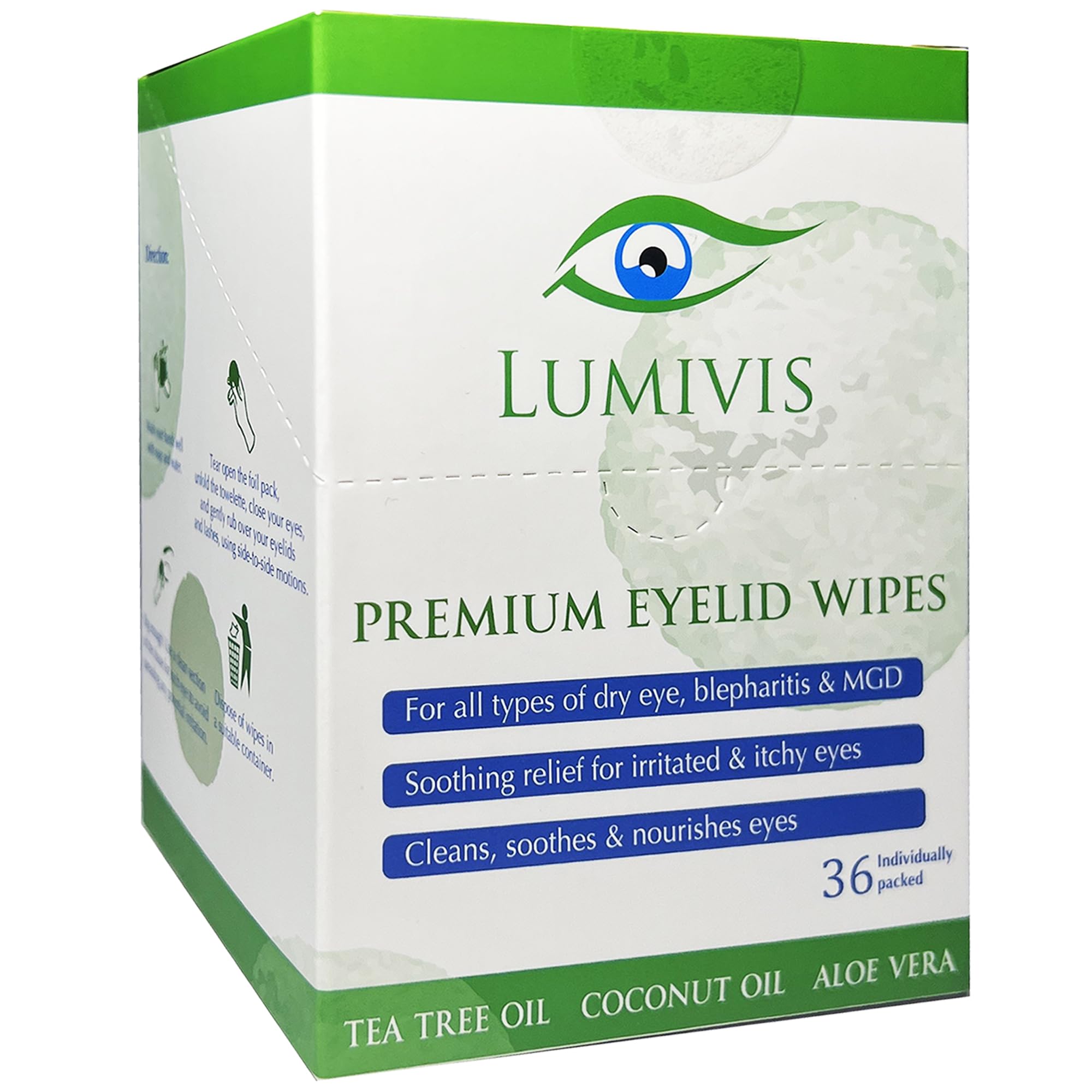 Lumivis Tea Tree Oil Eyelid Wipes – Gentle Daily Eye Cleansing (144 Pads)