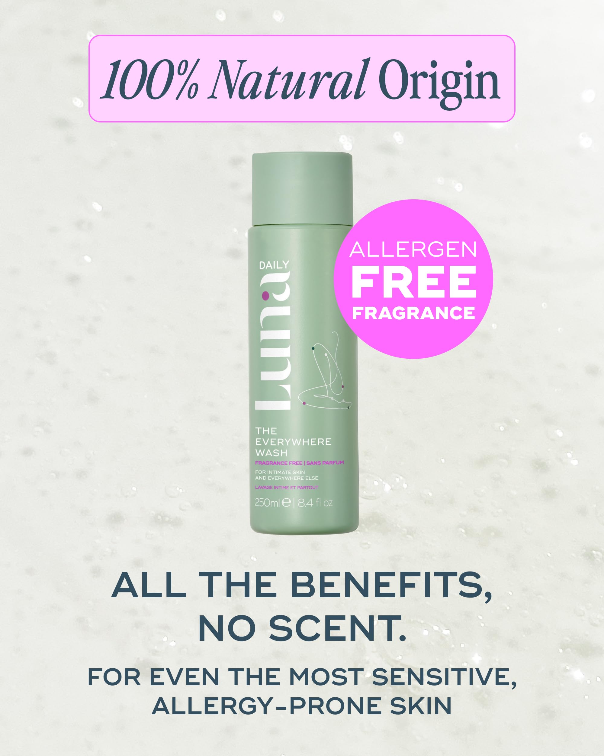 Luna Daily Fragrance-Free Feminine Wash | pH-Balanced Cleanser for Sensitive Skin | 250 ml
