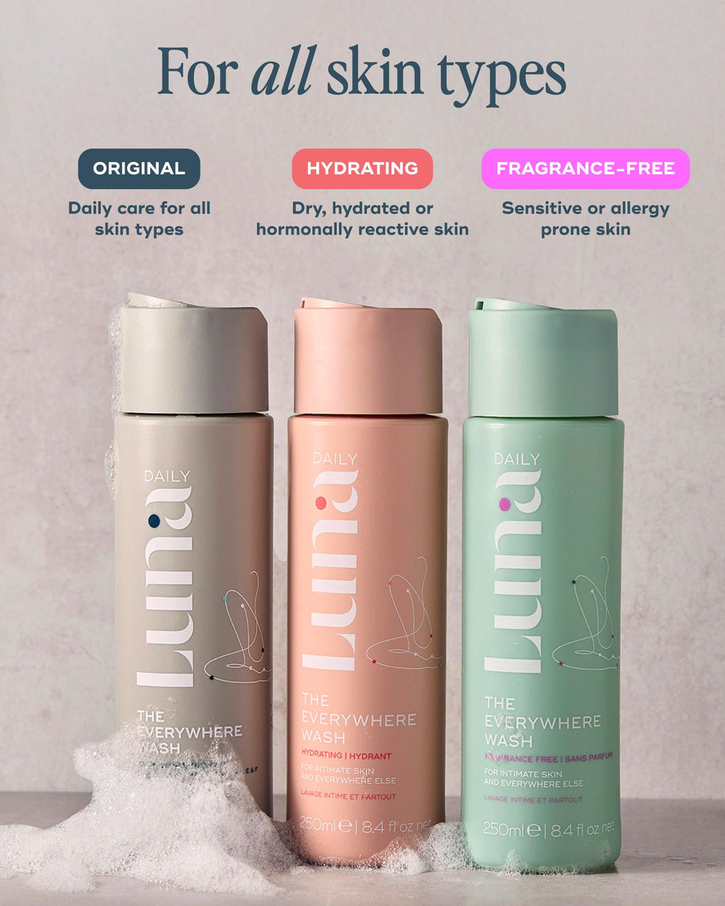 Luna Daily Fragrance-Free Feminine Wash | pH-Balanced Cleanser for Sensitive Skin | 250 ml
