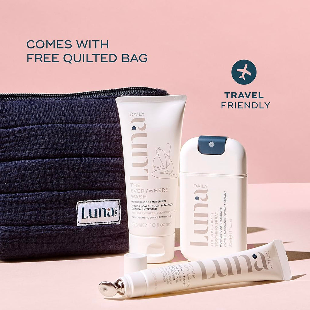 Luna Daily Hospital Bag Essentials Kit | Postpartum Skincare for New Moms