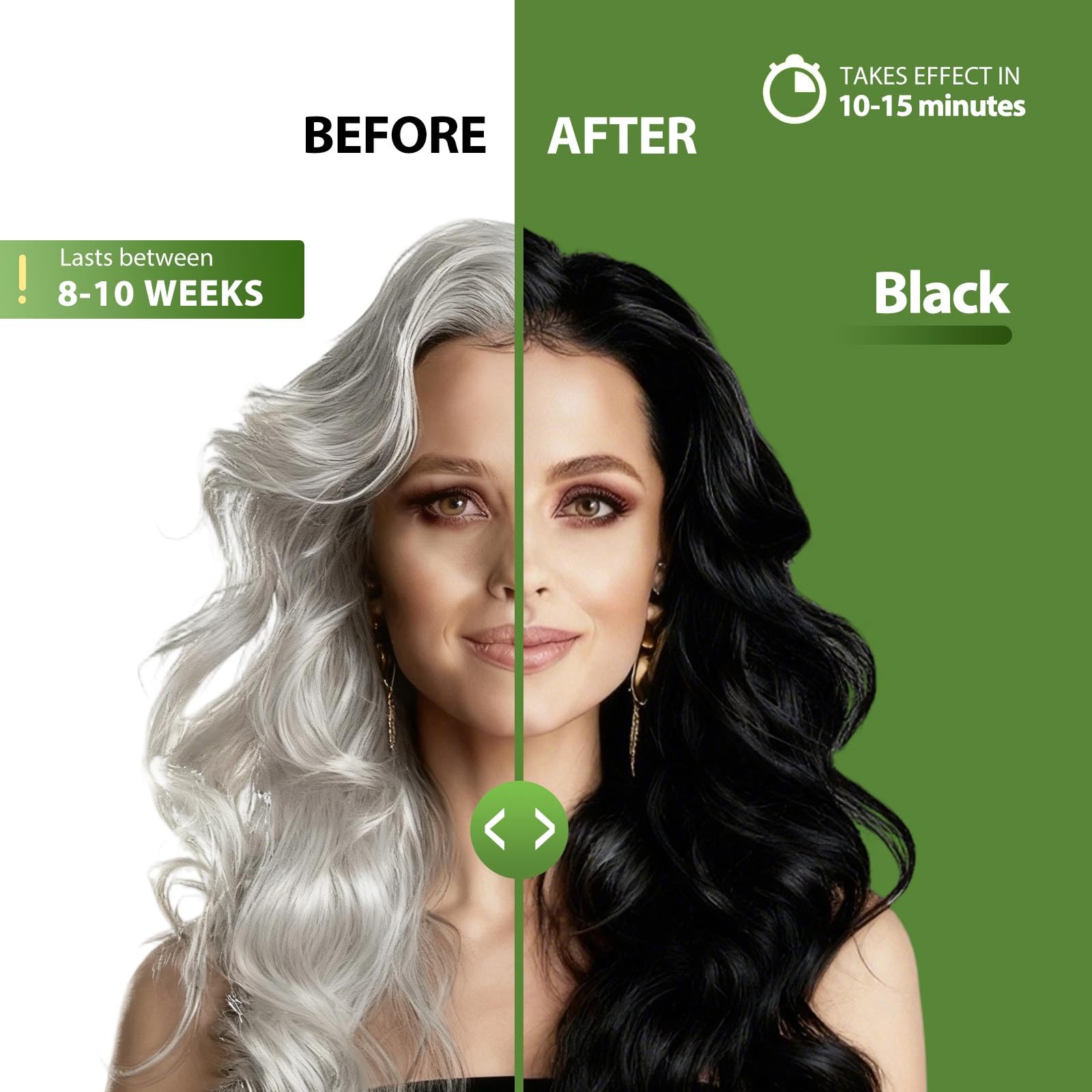 Lunory Black Hair Dye Shampoo – 3-in-1 Color, 100% Gray Coverage, Ammonia & Paraben Free (500ml)