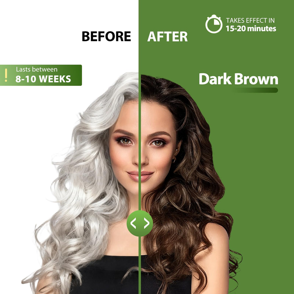 Lunory Dark Brown Hair Dye Shampoo – 3 in 1 Color with Argan Oil & Ginseng, Ammonia & Paraben Free, 500ml