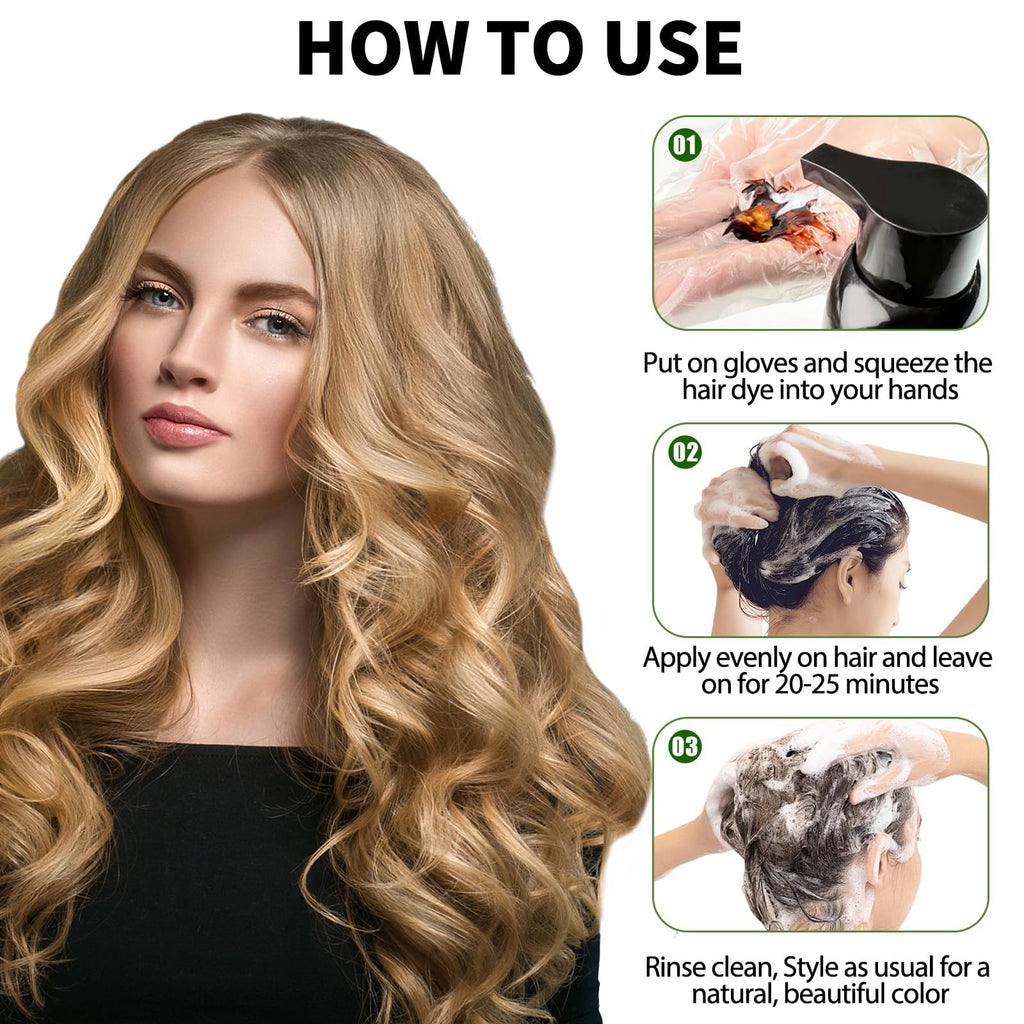 Lunory Blonde Brown Hair Dye Shampoo – Gray Coverage, 3-in-1 Color Shampoo (Argan Oil & Ginseng) 500ml