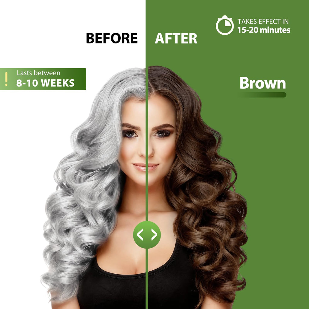 Lunory Brown Hair Dye Shampoo – 3-in-1 Gray Coverage, Argan Oil & Ginseng, Ammonia-Free (500ml)