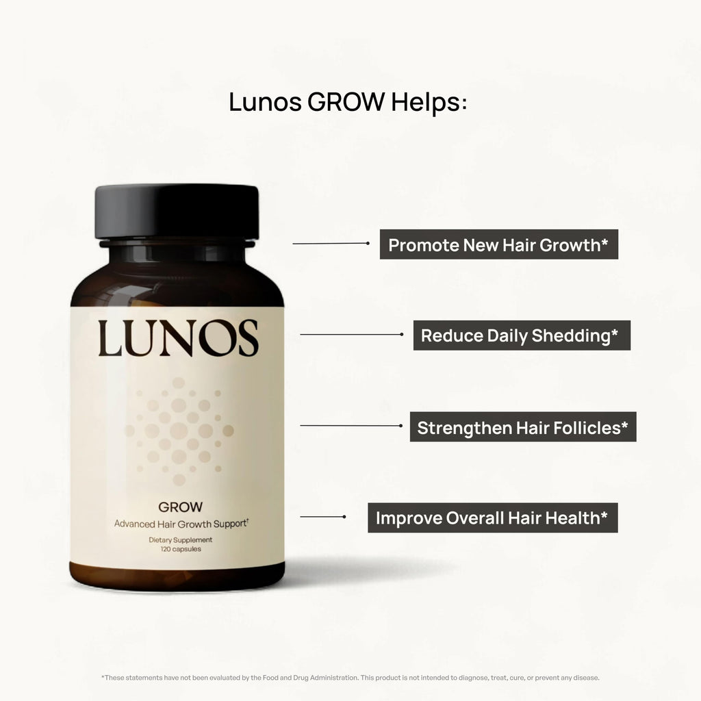 Lunos Grow Hair Growth Vitamins - 17-Ingredient Biotin, Saw Palmetto & Marine Collagen - 1 Month Supply