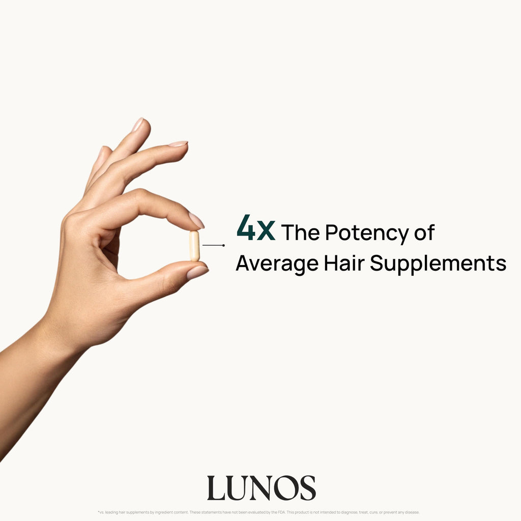 Lunos Grow Hair Growth Vitamins - 17-Ingredient Biotin, Saw Palmetto & Marine Collagen - 1 Month Supply