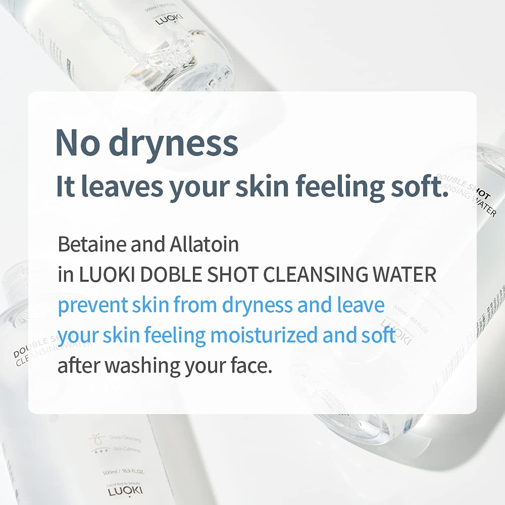 LUOKI Double Shot Cleansing Water 500ml (Pack of 2) – Hypoallergenic Micellar Makeup Remover