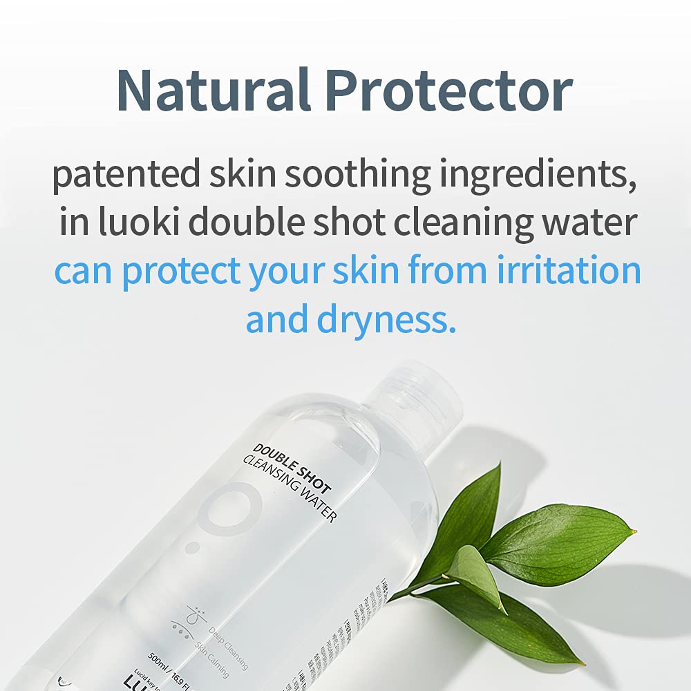 LUOKI Double Shot Cleansing Water 500ml (Pack of 2) – Hypoallergenic Micellar Makeup Remover
