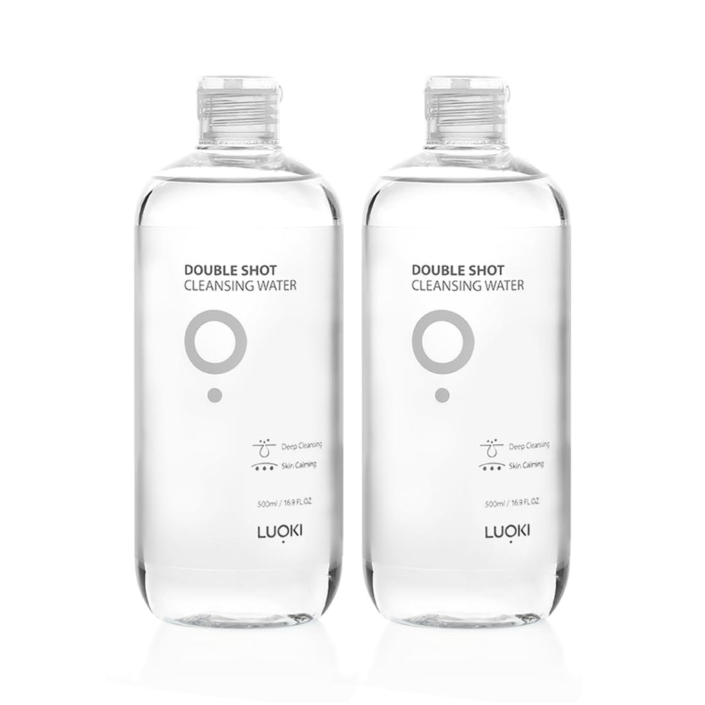 LUOKI Double Shot Cleansing Water 500ml (Pack of 2) – Hypoallergenic Micellar Makeup Remover