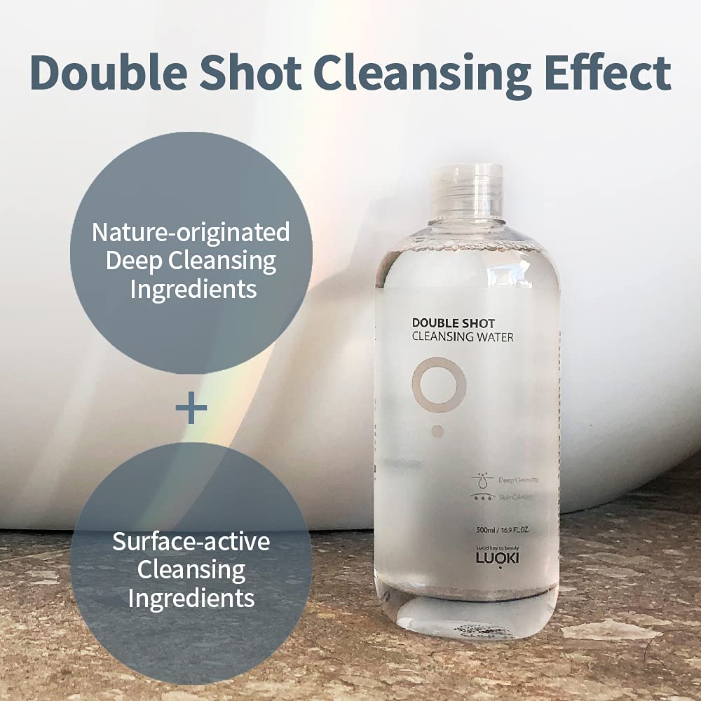 LUOKI Double Shot Cleansing Water 500ml (Pack of 2) – Hypoallergenic Micellar Makeup Remover