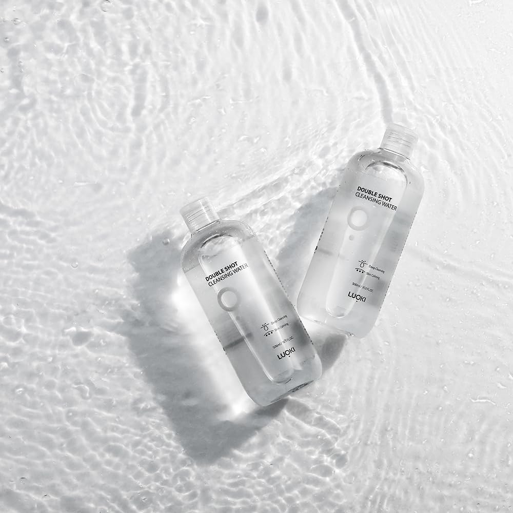 LUOKI Double Shot Cleansing Water 500ml (Pack of 2) – Hypoallergenic Micellar Makeup Remover