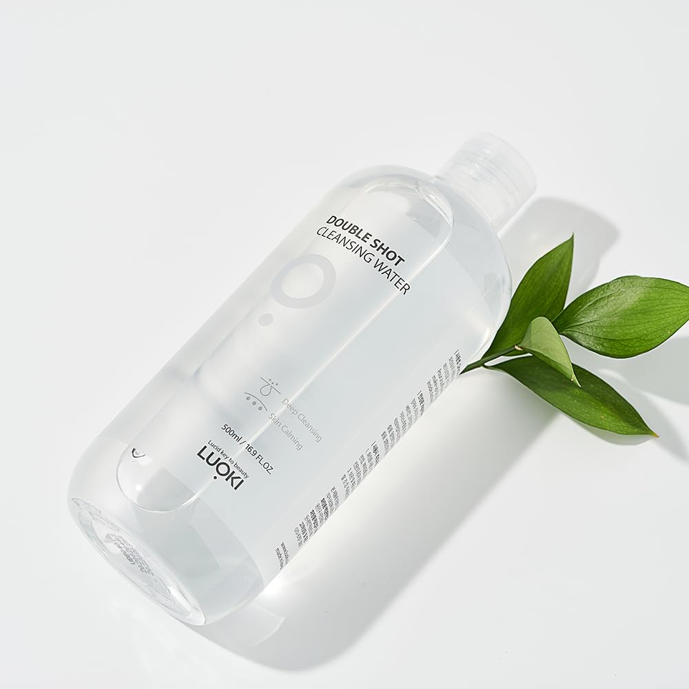 LUOKI Double Shot Cleansing Water 500ml (Pack of 2) – Hypoallergenic Micellar Makeup Remover