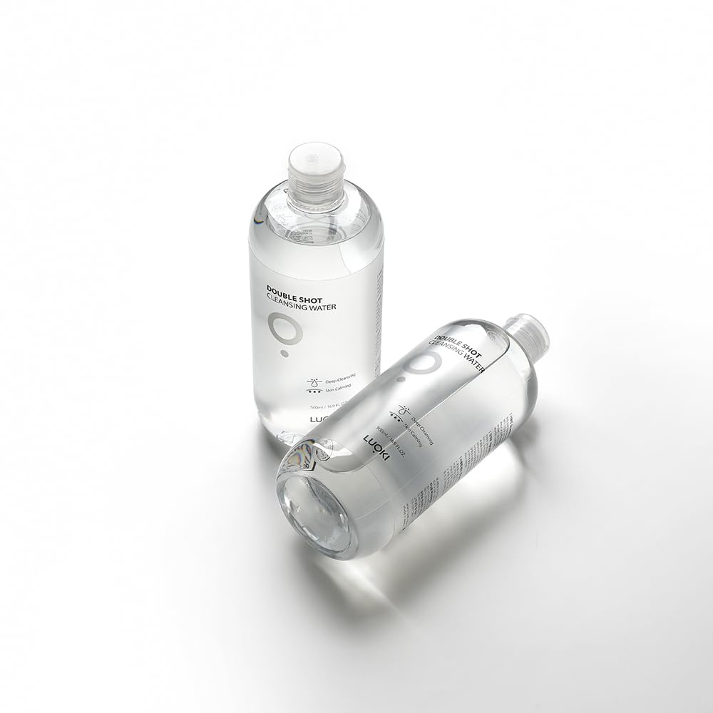 LUOKI Double Shot Cleansing Water 500ml (Pack of 2) – Hypoallergenic Micellar Makeup Remover