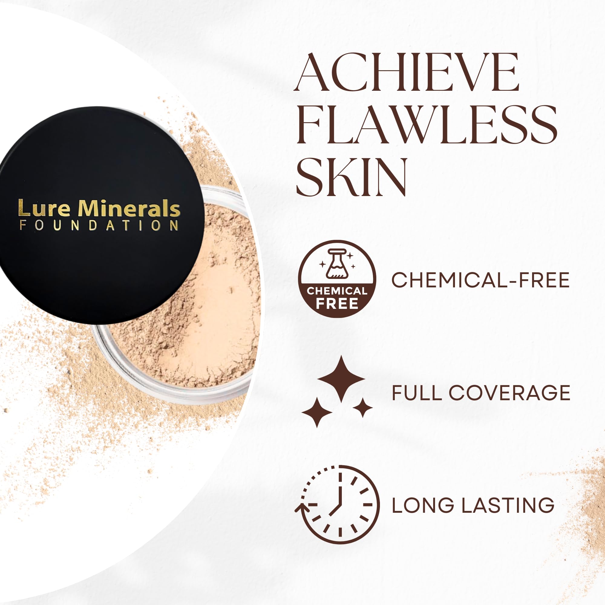 Lure Minerals Foundation Loose Powder 8g Sifter Jar — Choose Color (Compare to Bare Minerals Fair Matte)