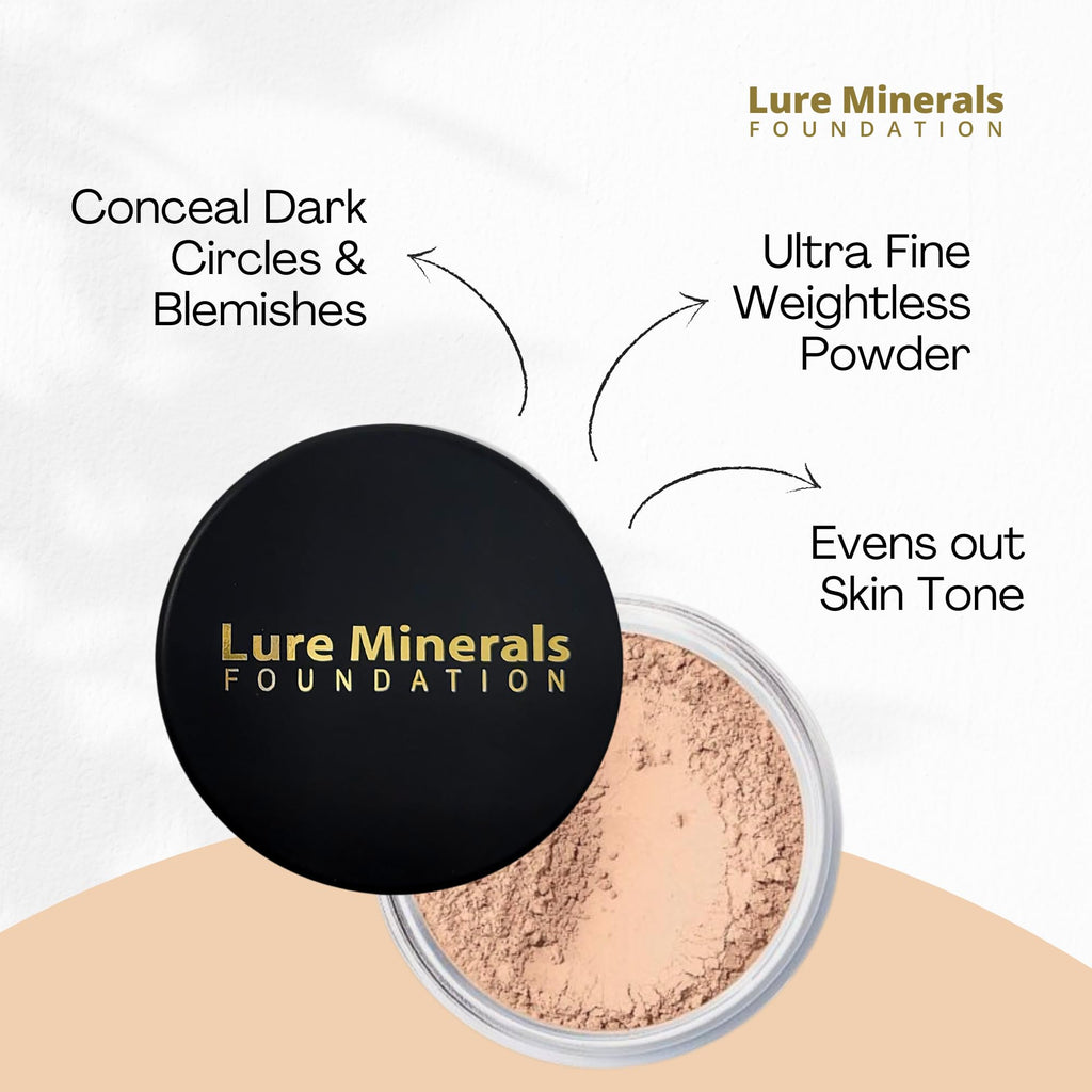 Lure Minerals Foundation Loose Powder 8g – Choose Color, Matte Finish