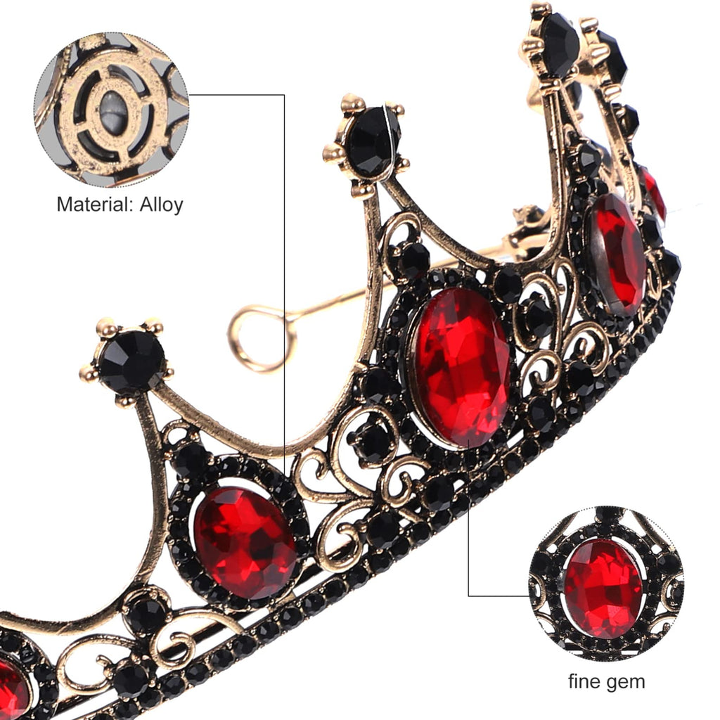 Lurrose Baroque Queen Crown — Bridal Tiara with Rhinestones for Weddings, Prom & Costumes