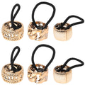 Lurrose Gold Ponytail Cuff Accessory - Punk Gothic Elastic Hair Tie Band (6 Pcs)