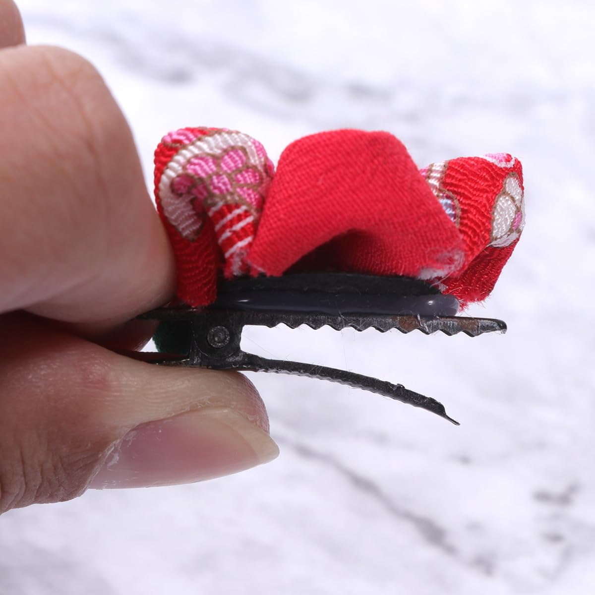 Lurrose 3pc Japanese Kimono Flower Hair Clips – Tassel Hairpins, Red