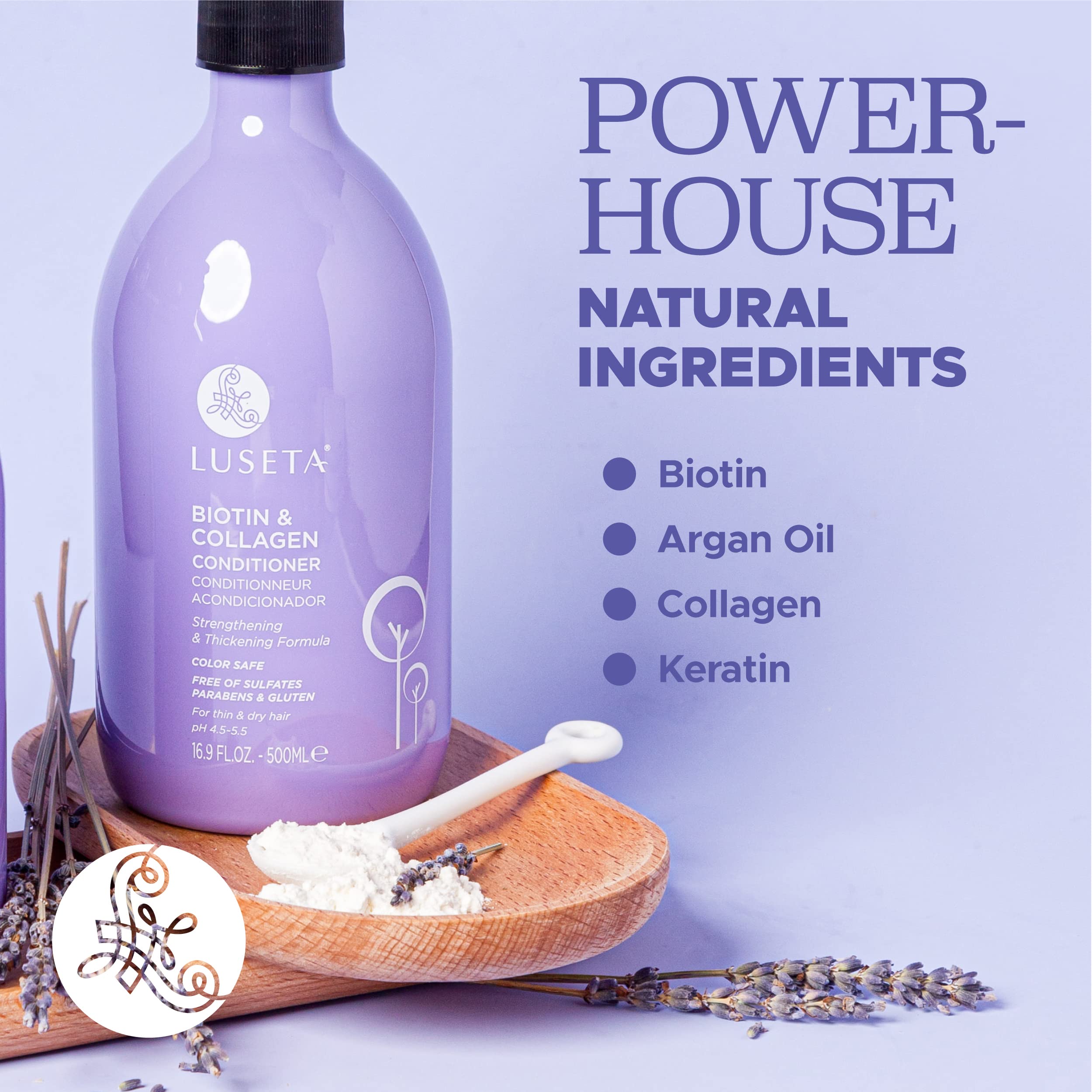 Luseta Biotin & Collagen Conditioner Thickening for Hair - 16.9 oz, Argan Oil, Sulfate & Paraben Free