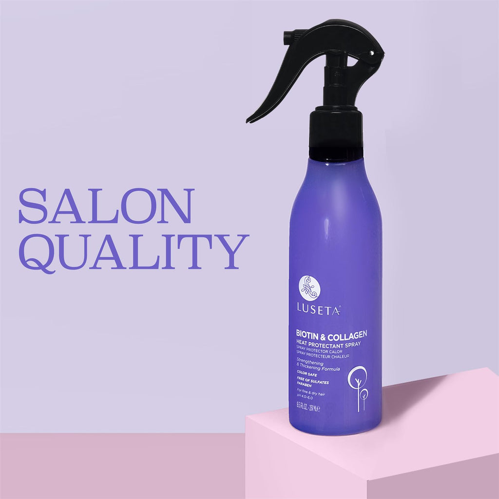 Luseta Biotin & Collagen Heat Protection Spray – 8.5oz | Shield Hair During Heat Styling