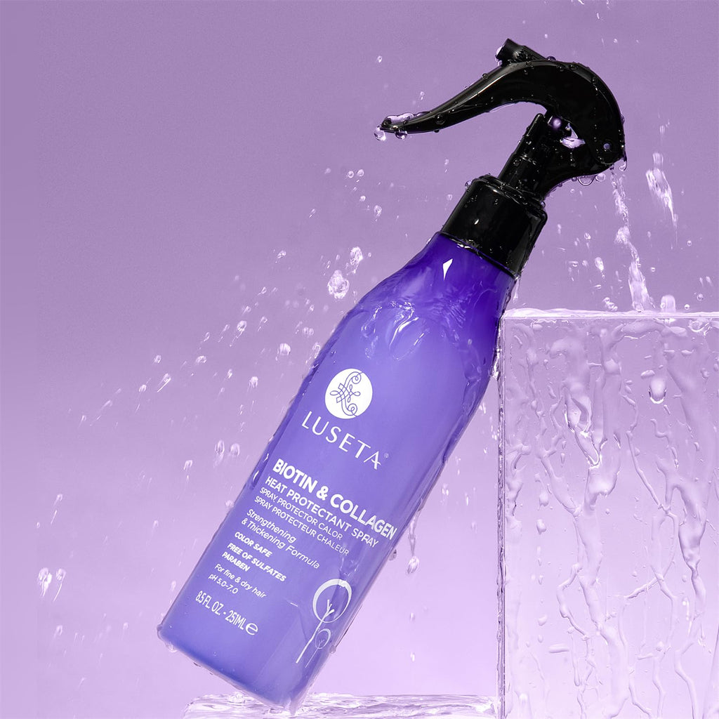 Luseta Biotin & Collagen Heat Protection Spray – 8.5oz | Shield Hair During Heat Styling