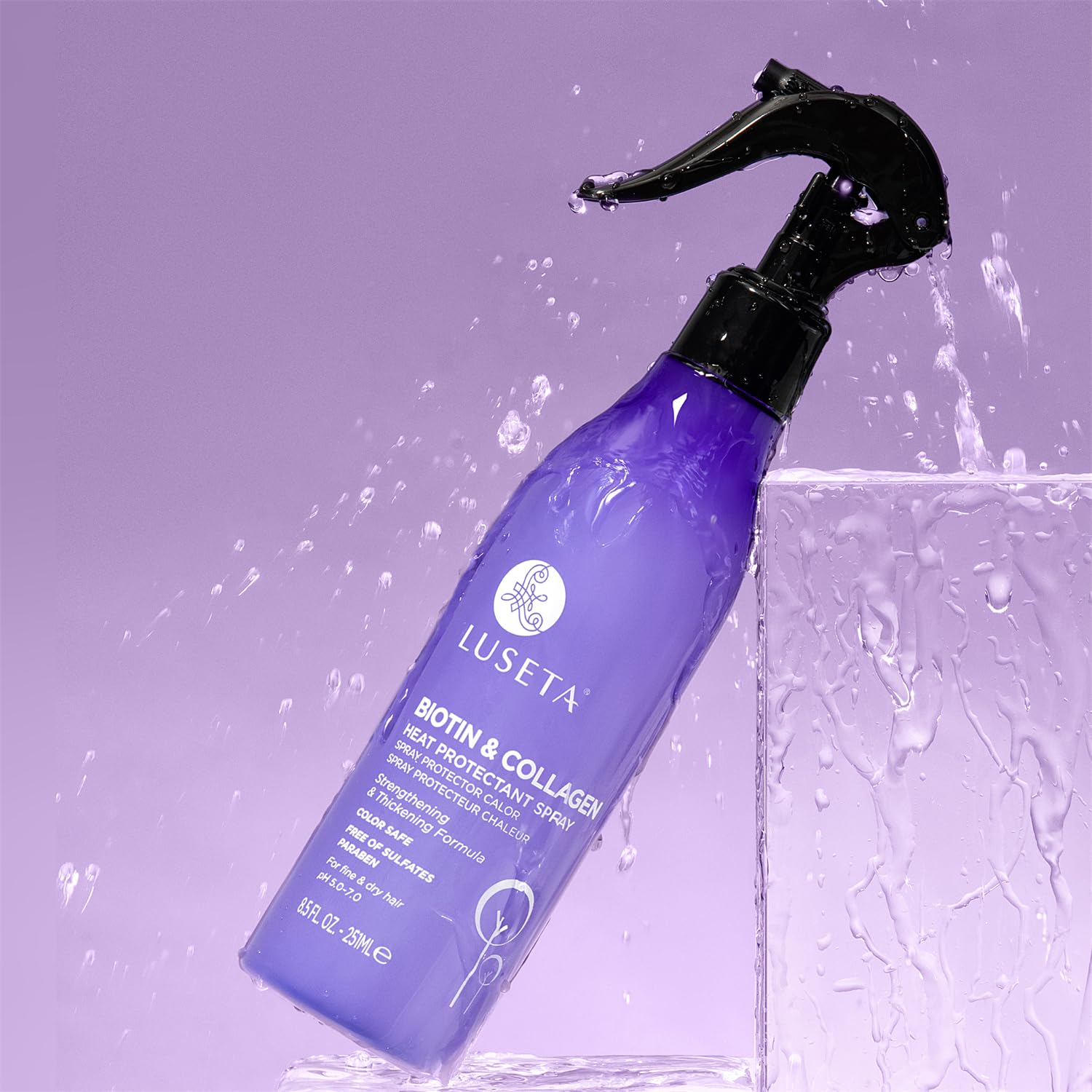 Luseta Biotin & Collagen Heat Protection Spray – 8.5oz | Shield Hair During Heat Styling