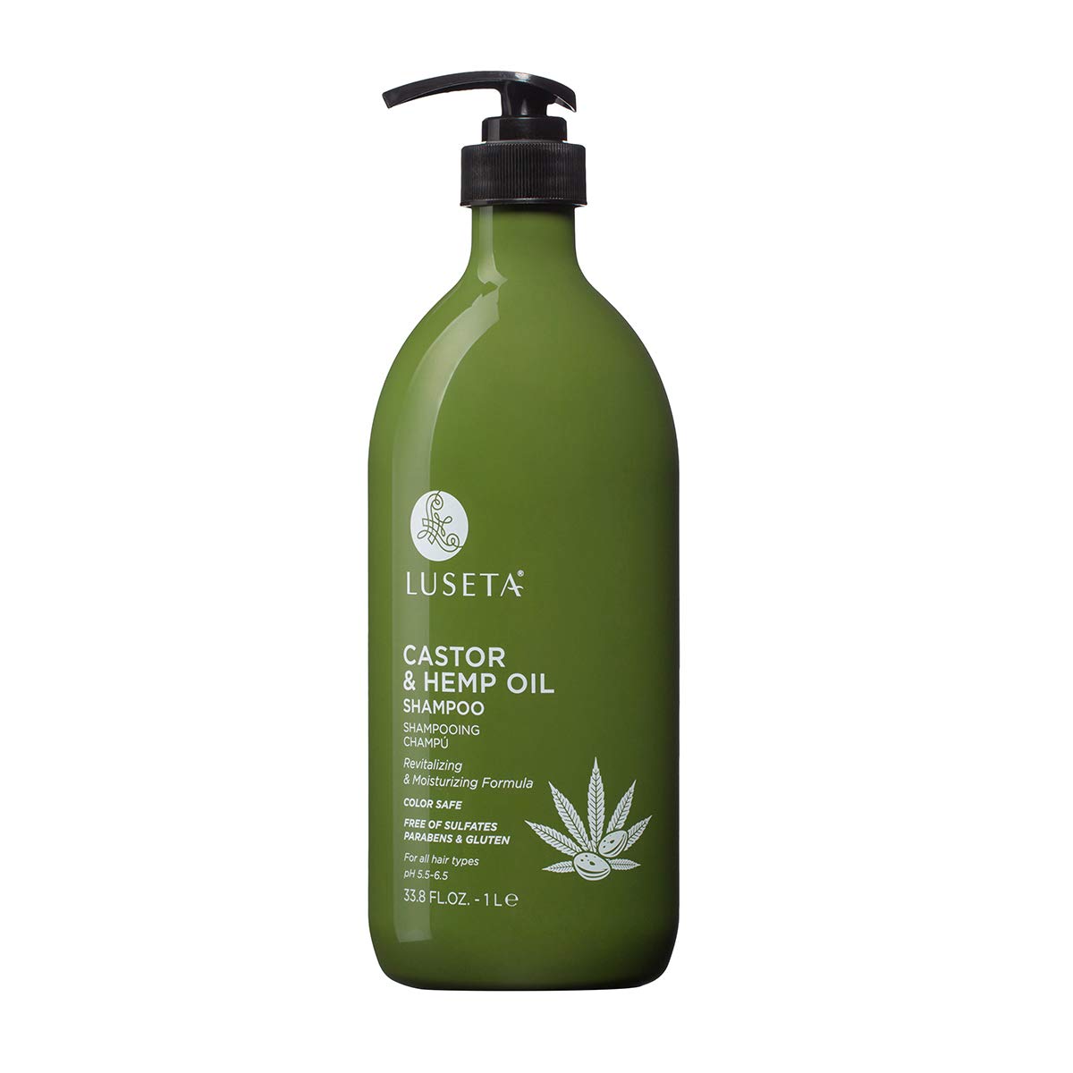 L Luseta Castor & Hemp Oil Shampoo for Hair Growth – Thickens Thinning Hair, 33.8oz