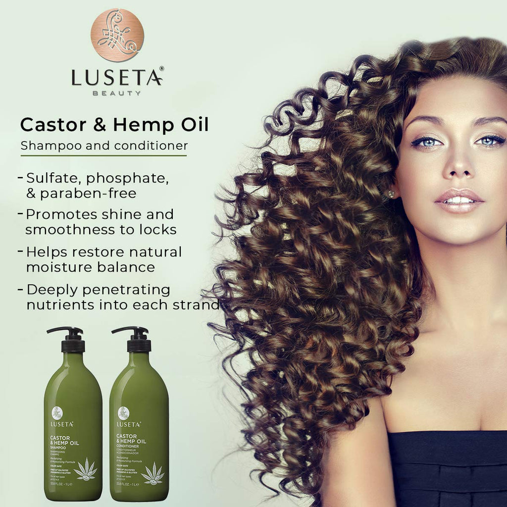 L Luseta Castor & Hemp Oil Shampoo for Hair Growth – Thickens Thinning Hair, 33.8oz