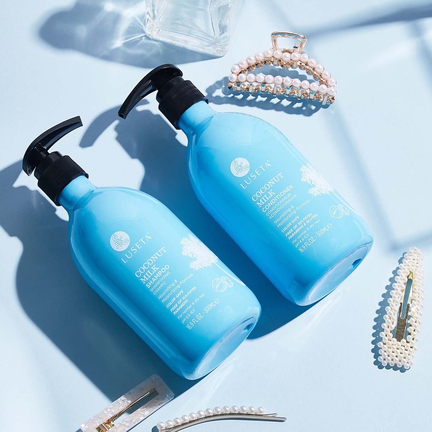 LLUSETA Coconut Milk Shampoo & Conditioner — Nourishing, Color Safe, Sulfate Free (16.9 oz Each)