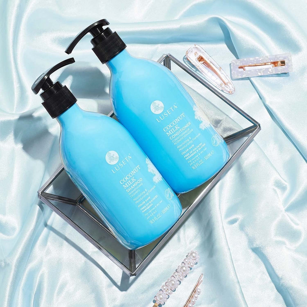 LLUSETA Coconut Milk Shampoo & Conditioner — Nourishing, Color Safe, Sulfate Free (16.9 oz Each)