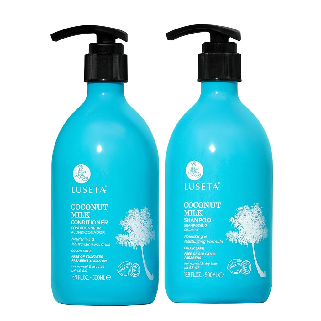 LLUSETA Coconut Milk Shampoo & Conditioner — Nourishing, Color Safe, Sulfate Free (16.9 oz Each)