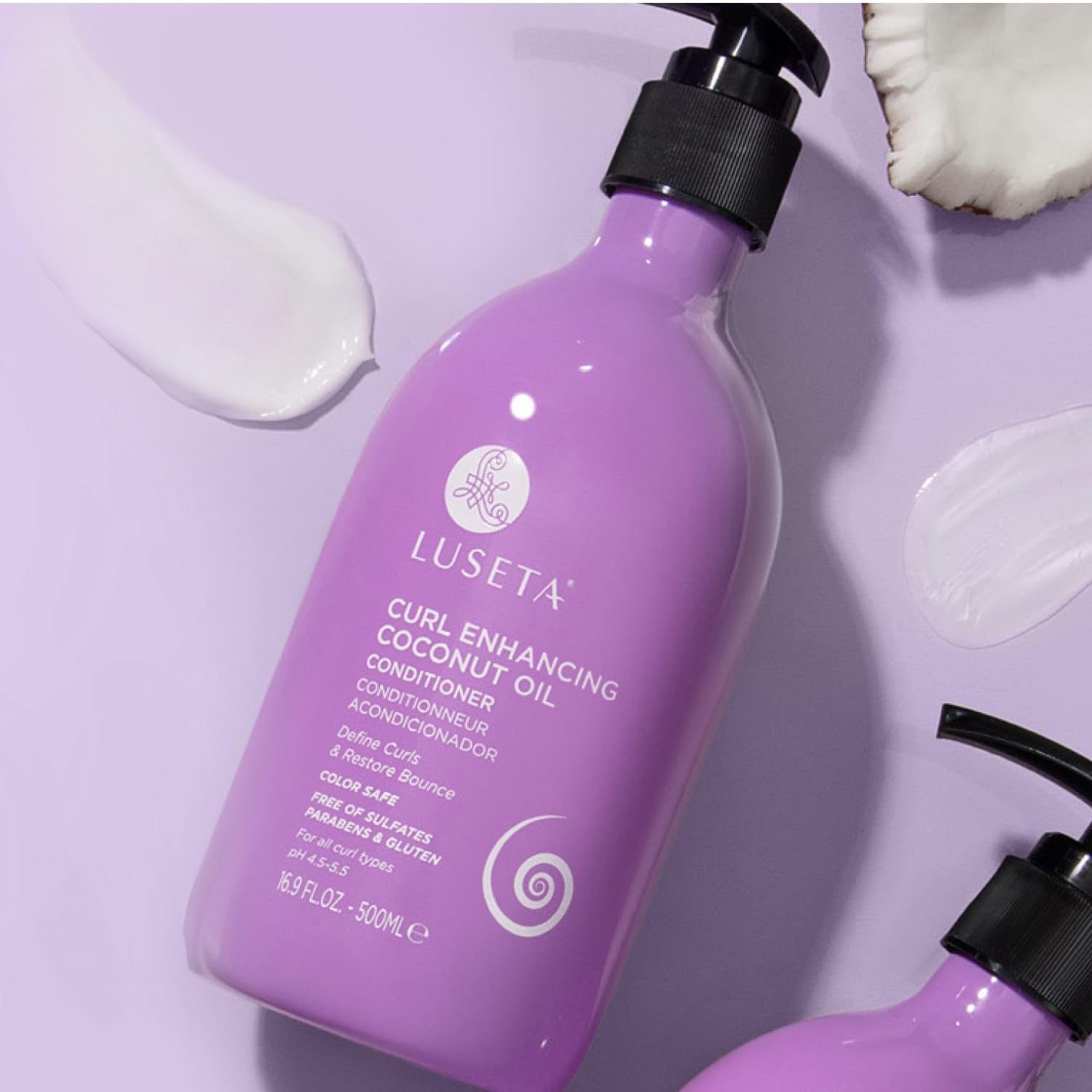 Luseta Curl Enhancing Conditioner – Coconut Oil for All Curl Types, Frizz Control, 16.9 oz