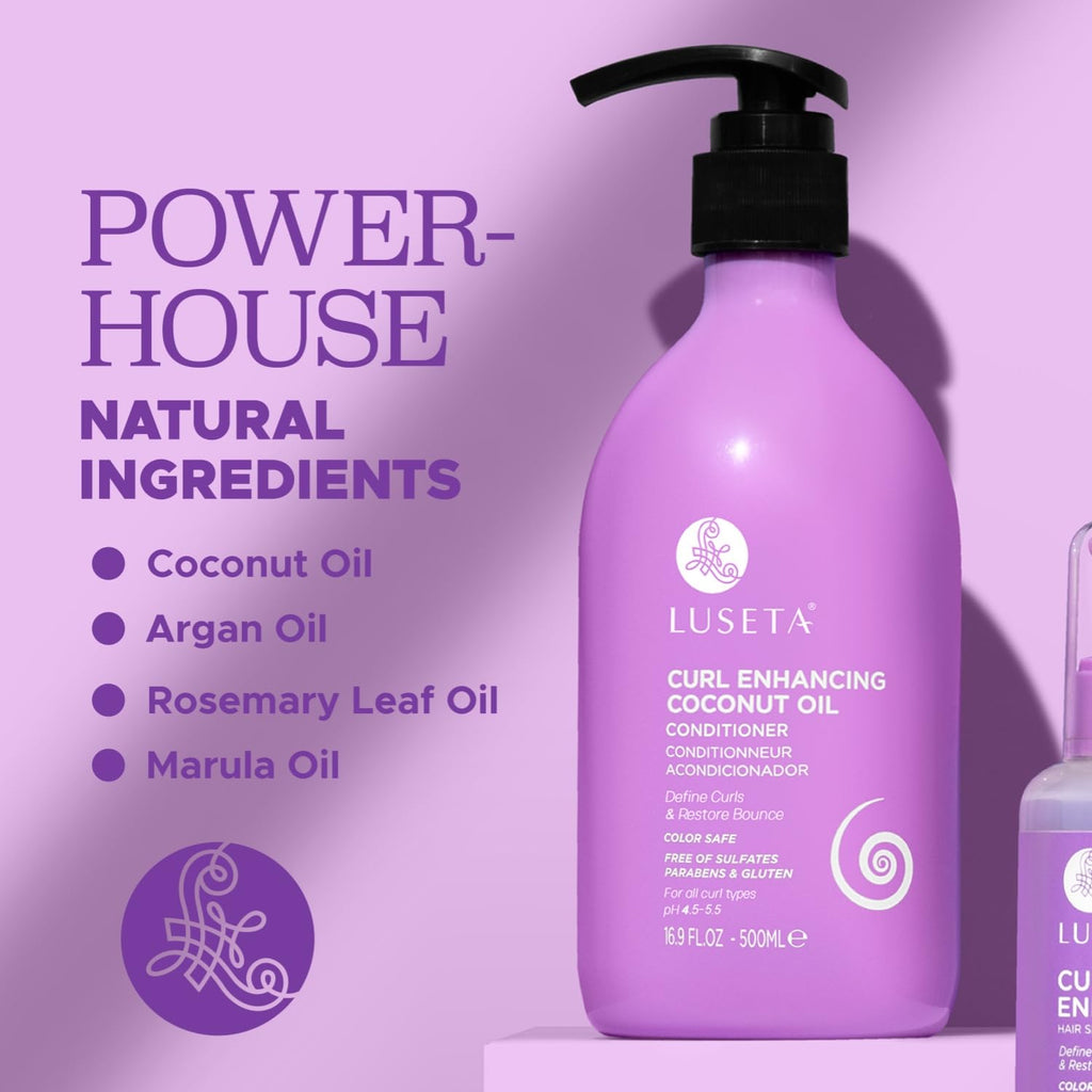 Luseta Curl Enhancing Conditioner – Coconut Oil for All Curl Types, Frizz Control, 16.9 oz