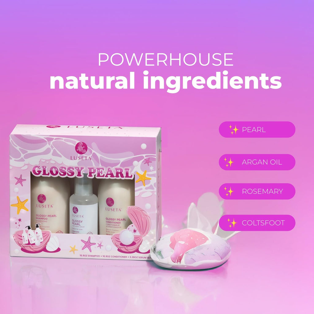 Luseta Glossy Pearl Trio – Smoothing & Hydrating Shampoo, Conditioner & Hair Serum