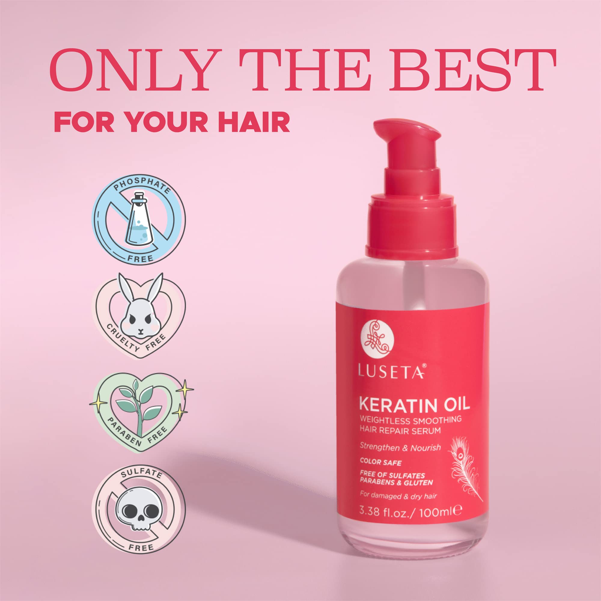 L LUSETA Keratin Hair Oil Serum for Color Treated Hair – Strengthen & Nourish