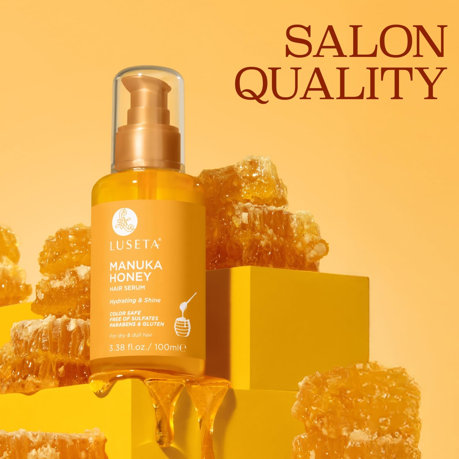 Luseta Manuka Honey Hair Oil – Hydrates Dry Hair, Adds Shine & Softness | Frizz Control, 3.38 oz