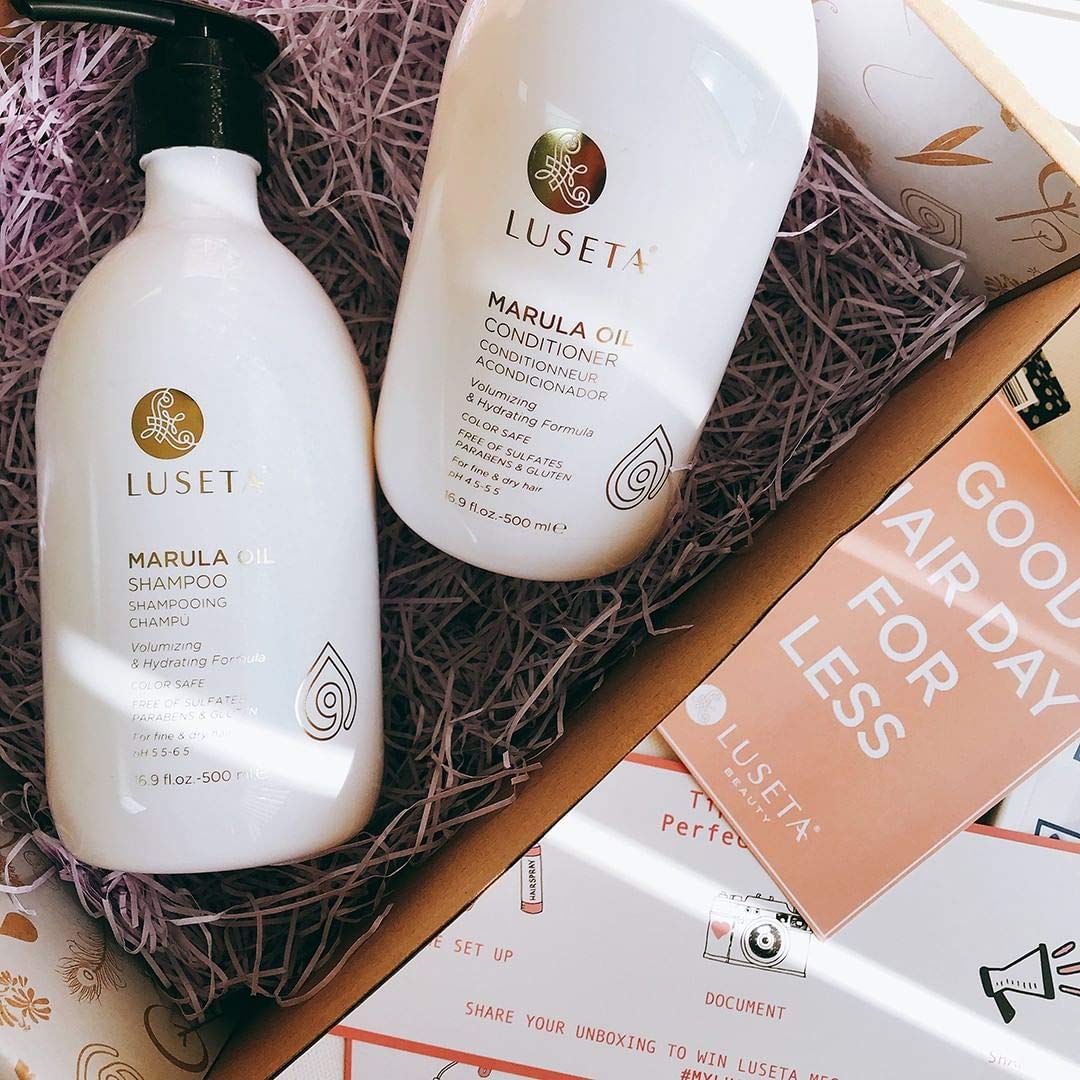 Luseta Marula Oil Shampoo & Conditioner Set for Fine & Dry Hair – 2 x 16.9 oz