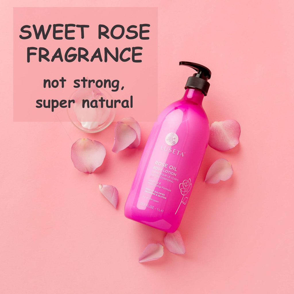 Luseta Rose Scented Body Lotion – 33.8oz, Rosa Rugosa Flower Extract, Sulfate & Paraben Free