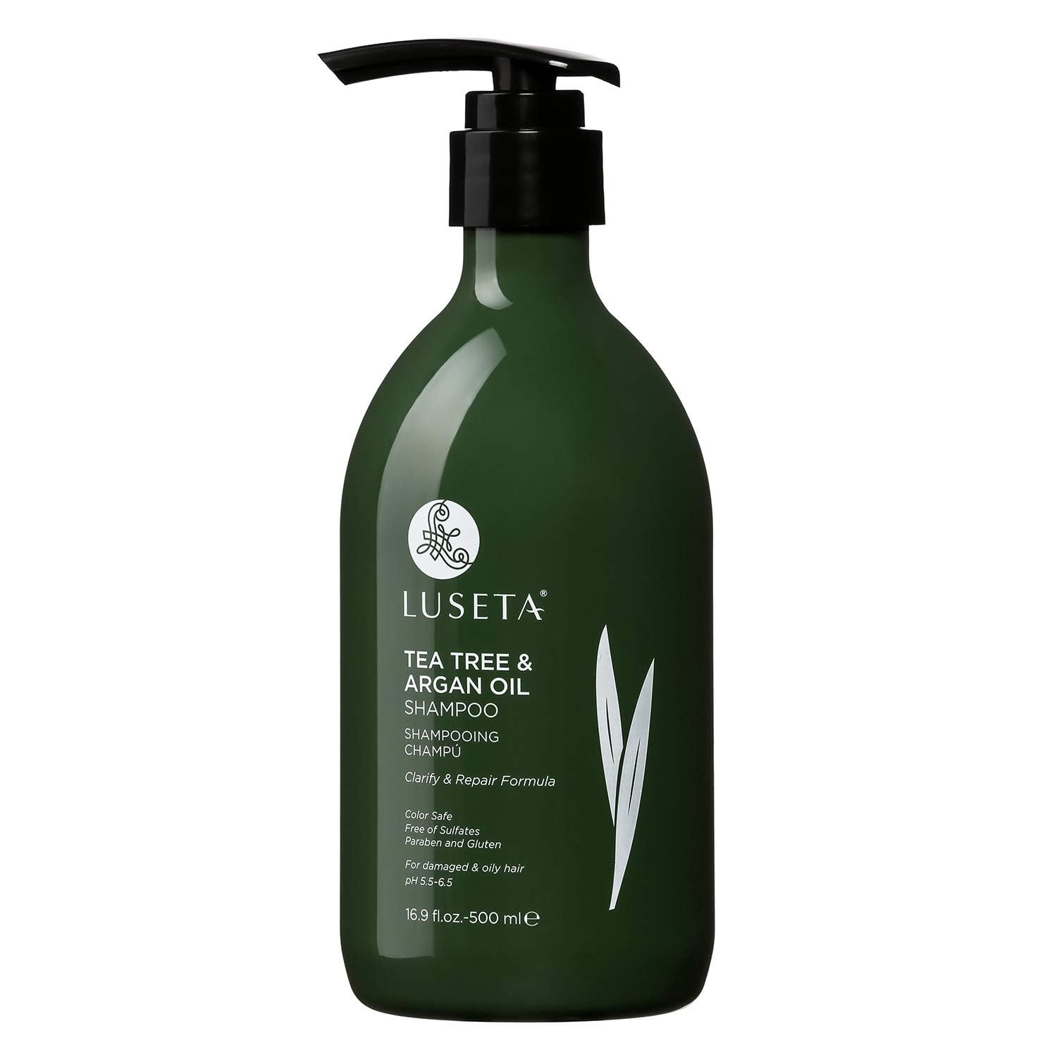 Luseta Tea Tree Shampoo with Argan Oil – Clarifying, Hydrating, Sulfate- and Paraben-Free | 16.9 fl oz