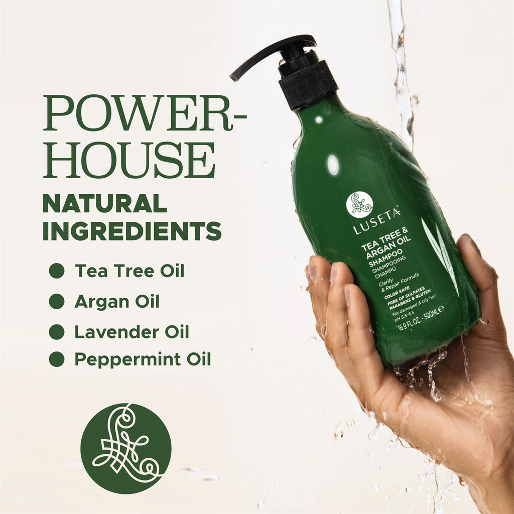 Luseta Tea Tree Shampoo with Argan Oil – Clarifying, Hydrating, Sulfate- and Paraben-Free | 16.9 fl oz