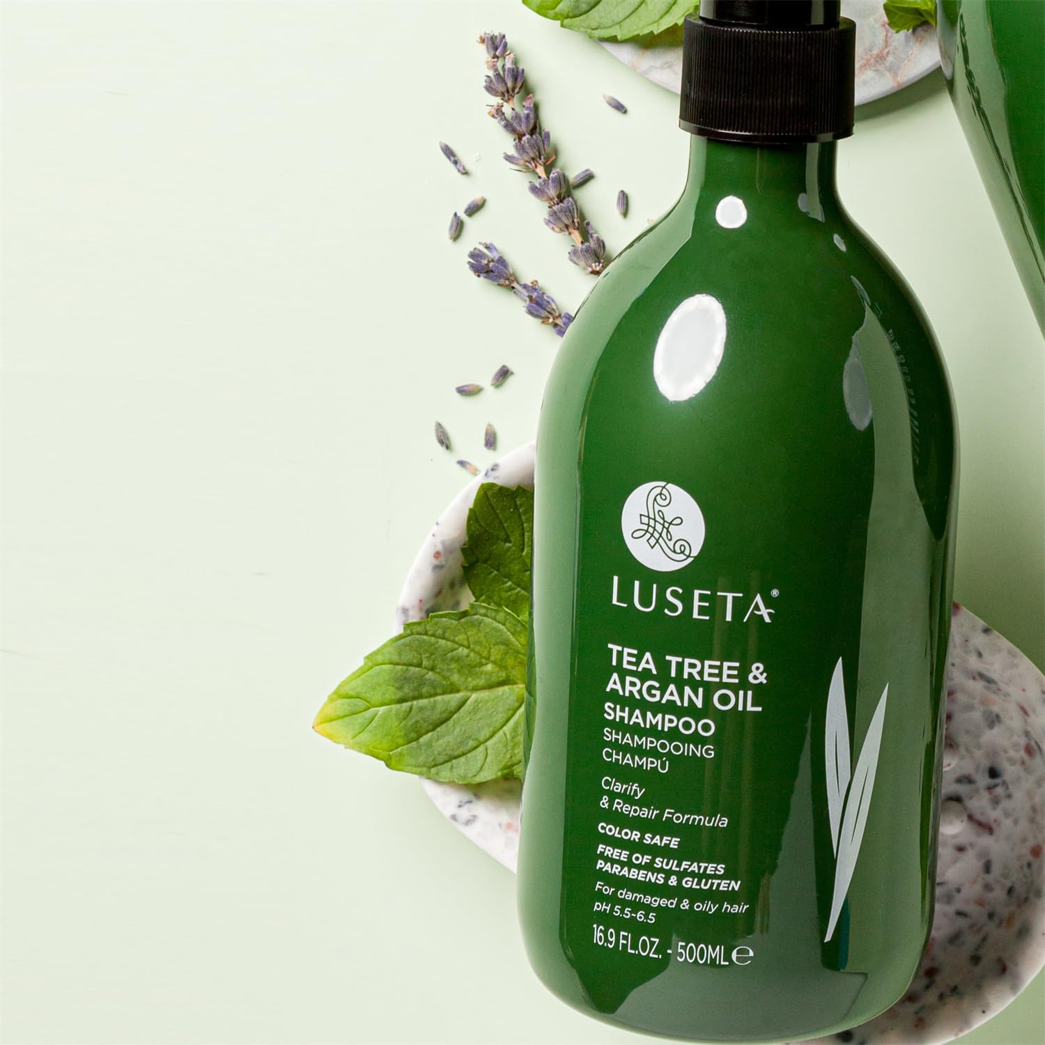 Luseta Tea Tree Shampoo with Argan Oil – Clarifying, Hydrating, Sulfate- and Paraben-Free | 16.9 fl oz