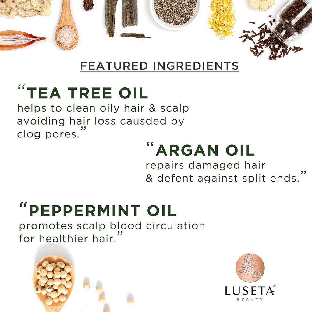 Luseta Tea Tree Shampoo with Argan Oil – Clarifying, Hydrating, Sulfate- and Paraben-Free | 16.9 fl oz
