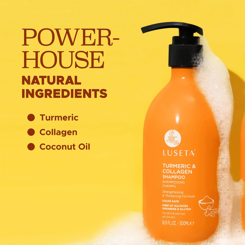 Luseta Hair Growth Shampoo with Turmeric & Collagen | Thickening, Color Safe, Sulfate & Paraben Free 16.9 oz