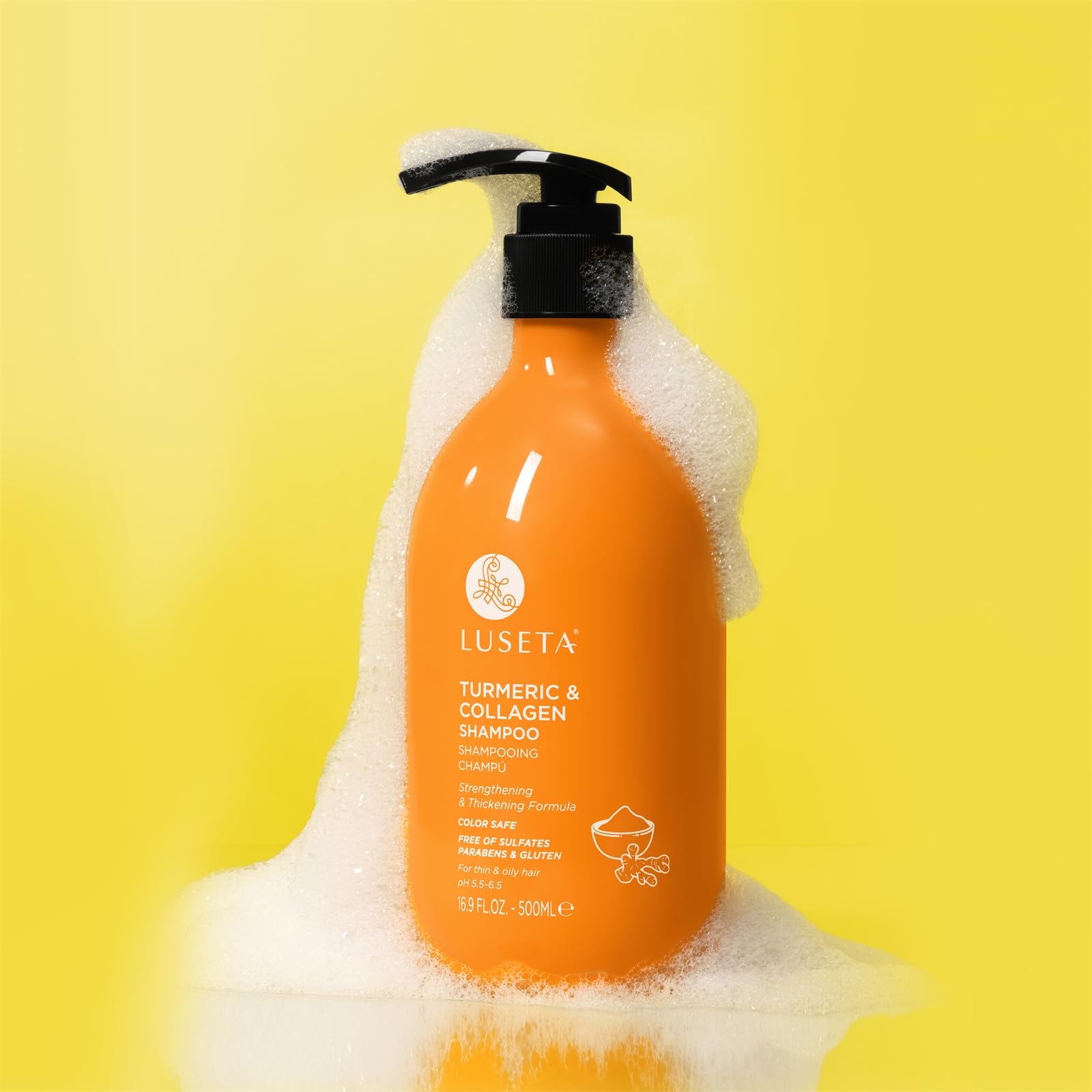 Luseta Hair Growth Shampoo with Turmeric & Collagen | Thickening, Color Safe, Sulfate & Paraben Free 16.9 oz