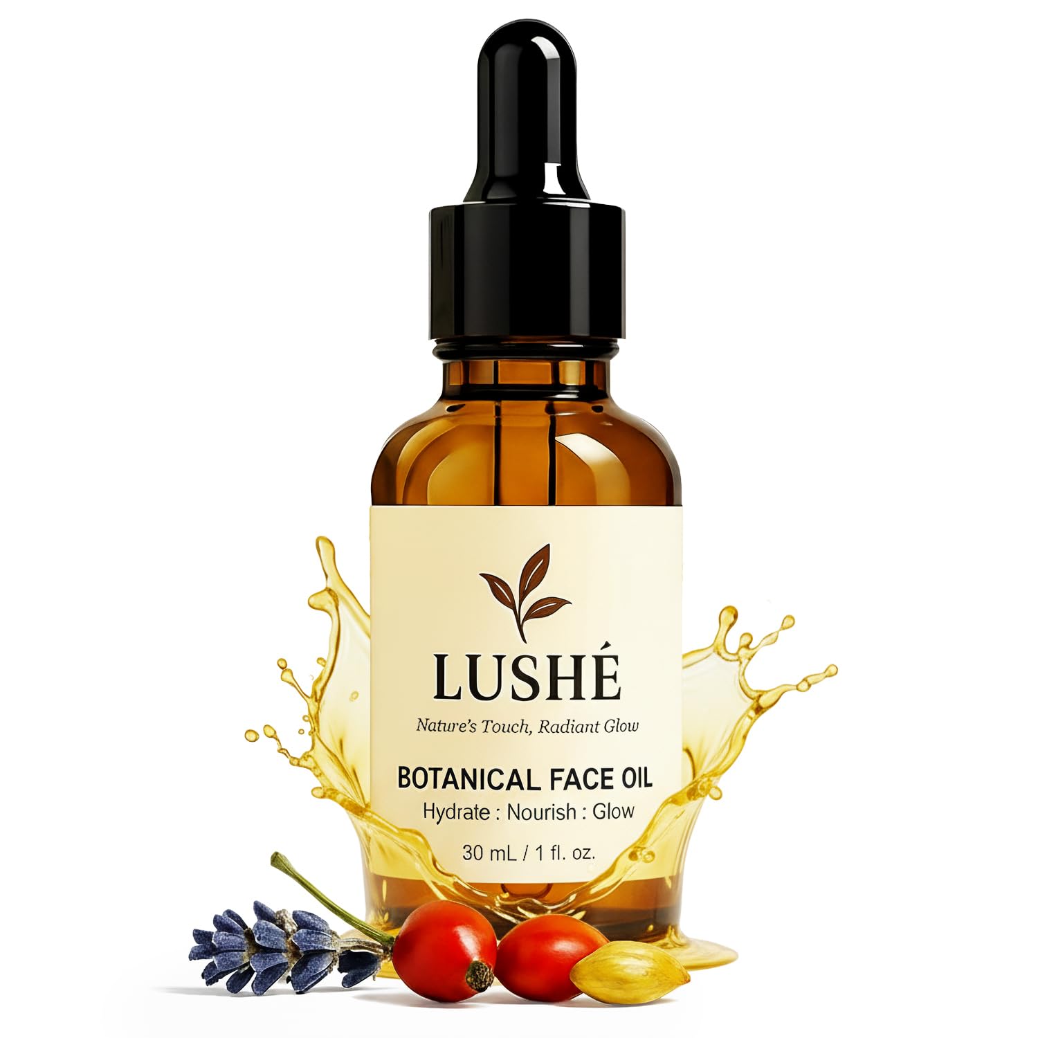 LusheCare Vitamin E Face Oil – Jojoba, Rosehip & Argan, 1 oz