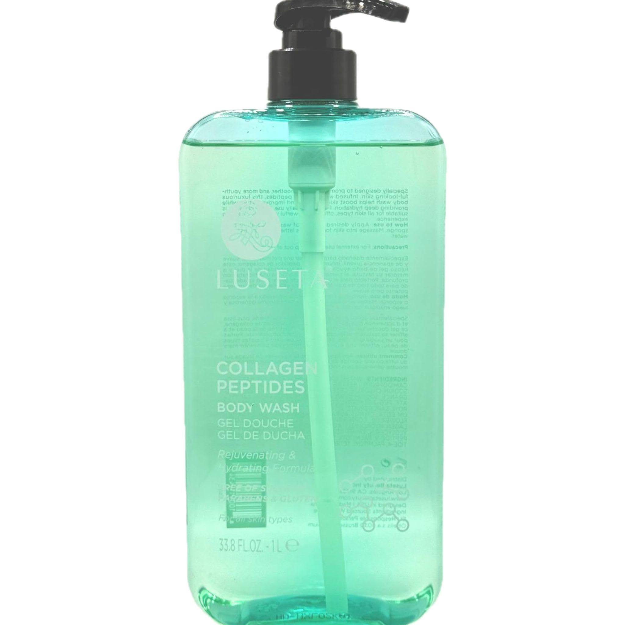 Luseta Collagen Peptides Body Wash – Hydrating Gel-to-Foam Cleanser (33.8 oz)